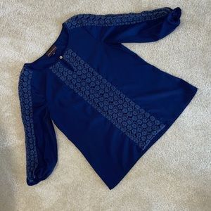 Dana Buchman Size L LaceTrimmed Long Sleeve Top